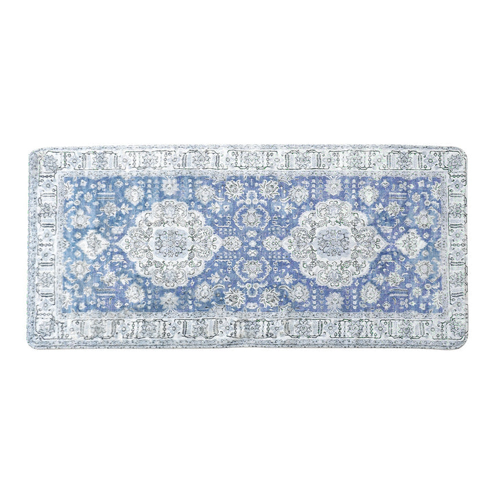 Vintage-inspired runner rug for hallway and kitchen with medallion pattern and non-slip backing