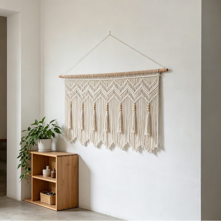 More elegant macramé wall hanging with artistic fringes and geometric patterns