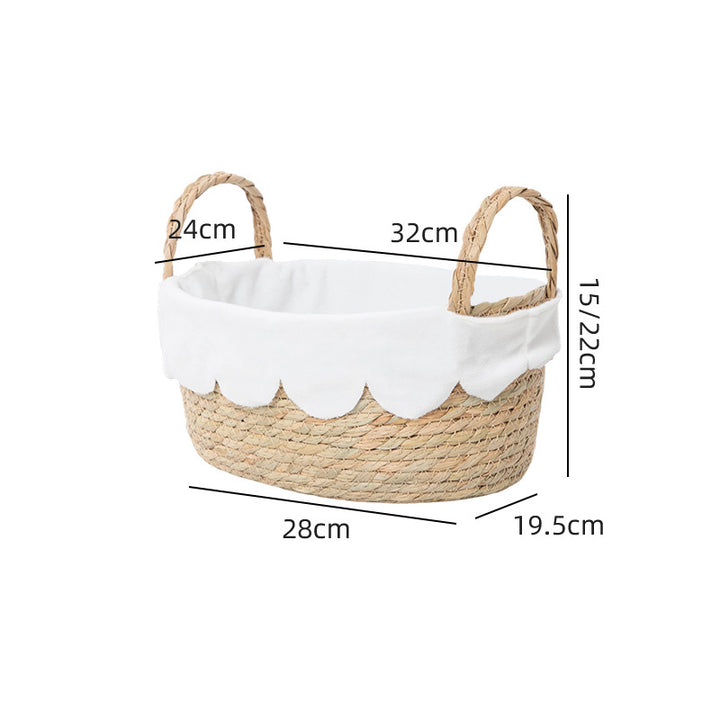 Decorative Woven Storage Basket with Scalloped Edges