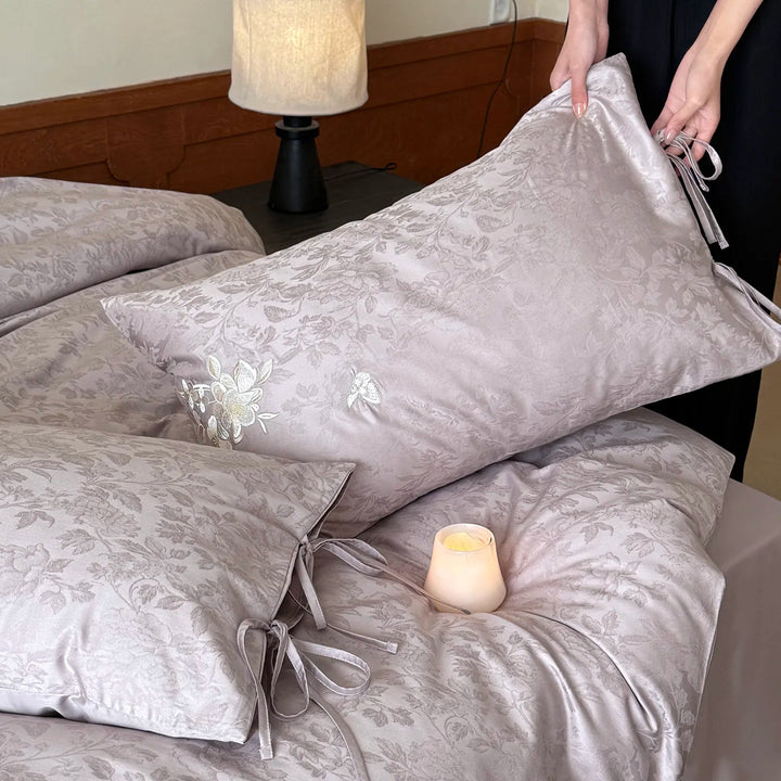 Luxurious Embroidered Satin Duvet Cover Set Avarnia