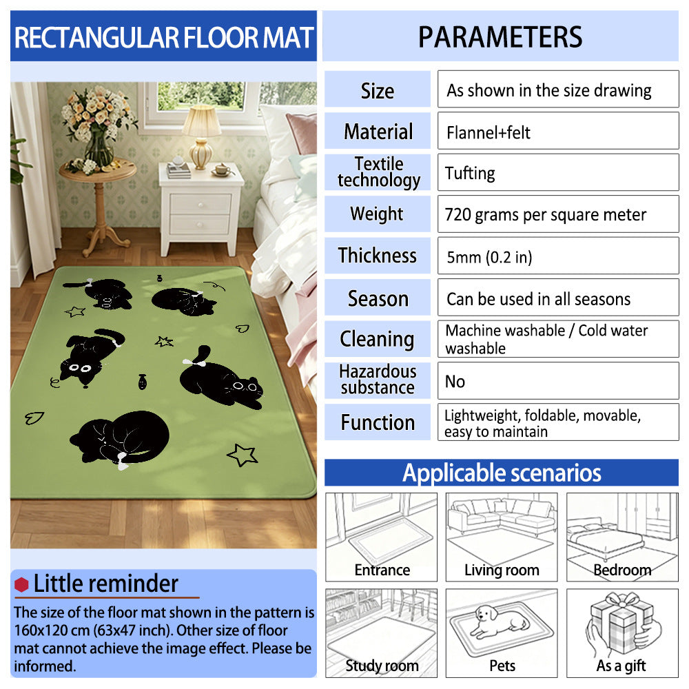 Artistic Cat-Themed Area Rug