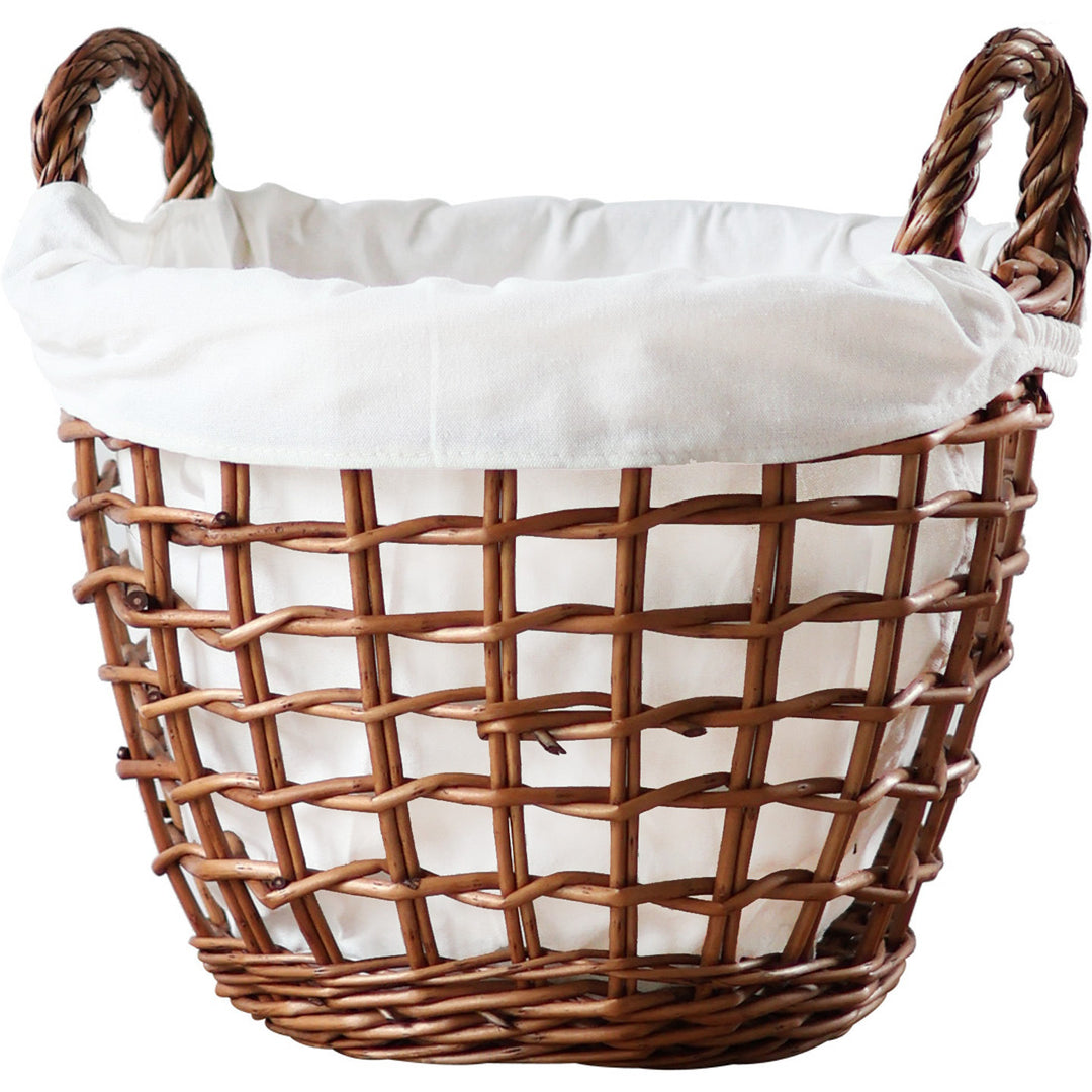 Handcrafted storage basket with cotton lining
