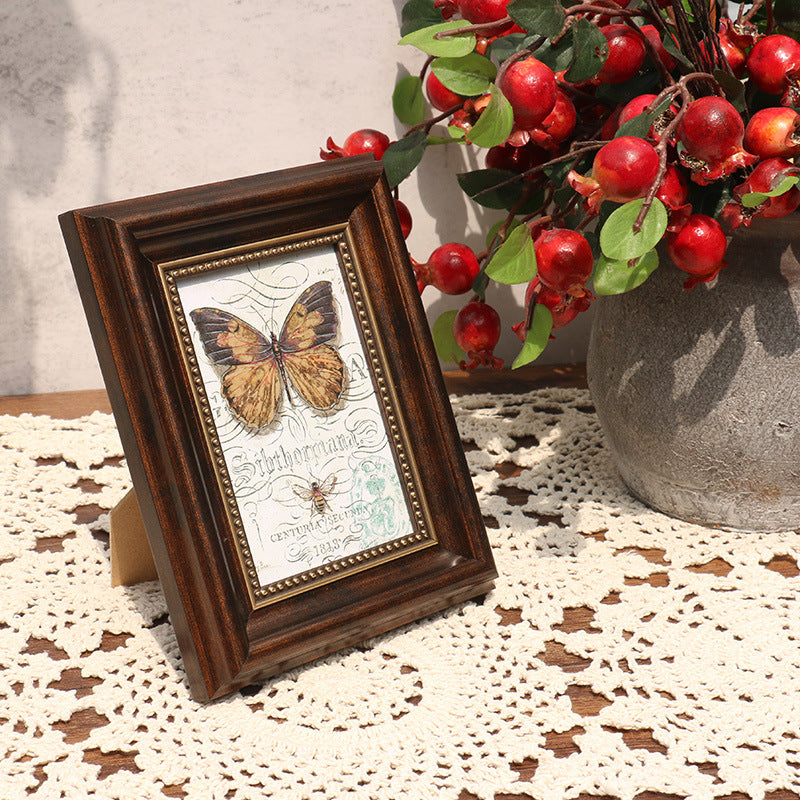 Vintage Wooden Picture Frame with Gold Accents