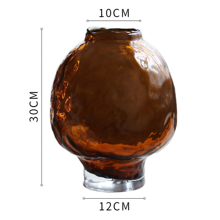 Hand-Blown Mushroom-Form Textured Glass Vase with Narrow Neck and Weighted Base
