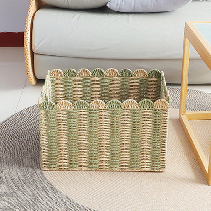 Storage basket with wave rim