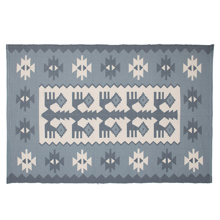 Flat woven washable table runner made of easy-care cotton-polyester blend with Moroccan ornament pattern
