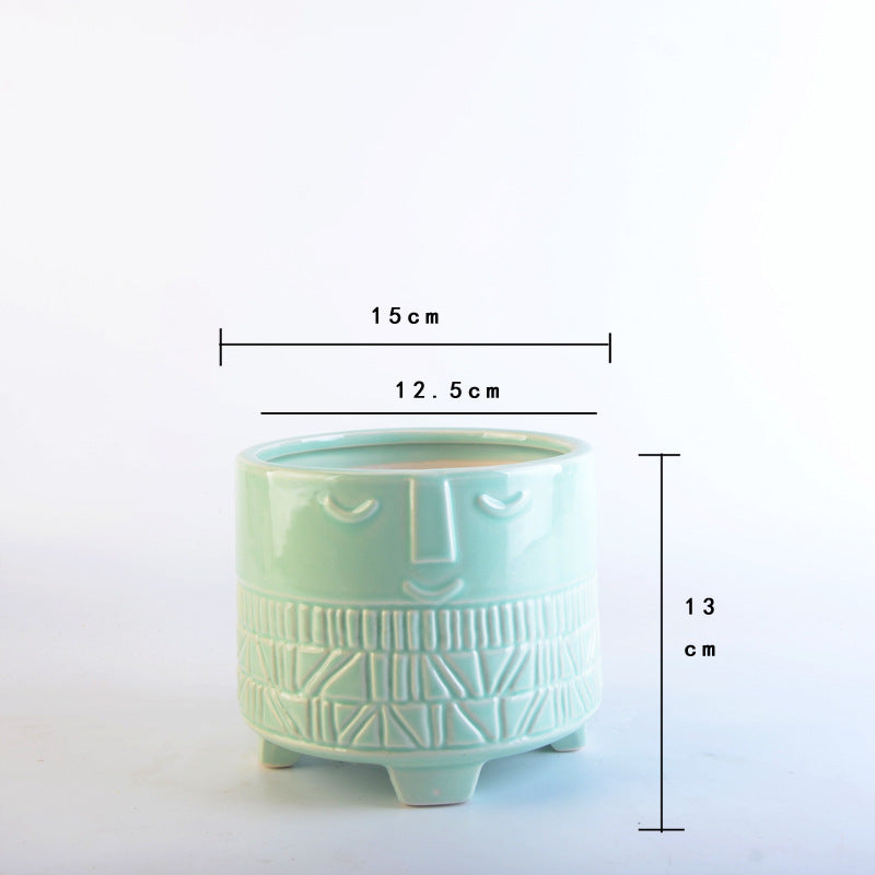 Decorative plant pot with facial features