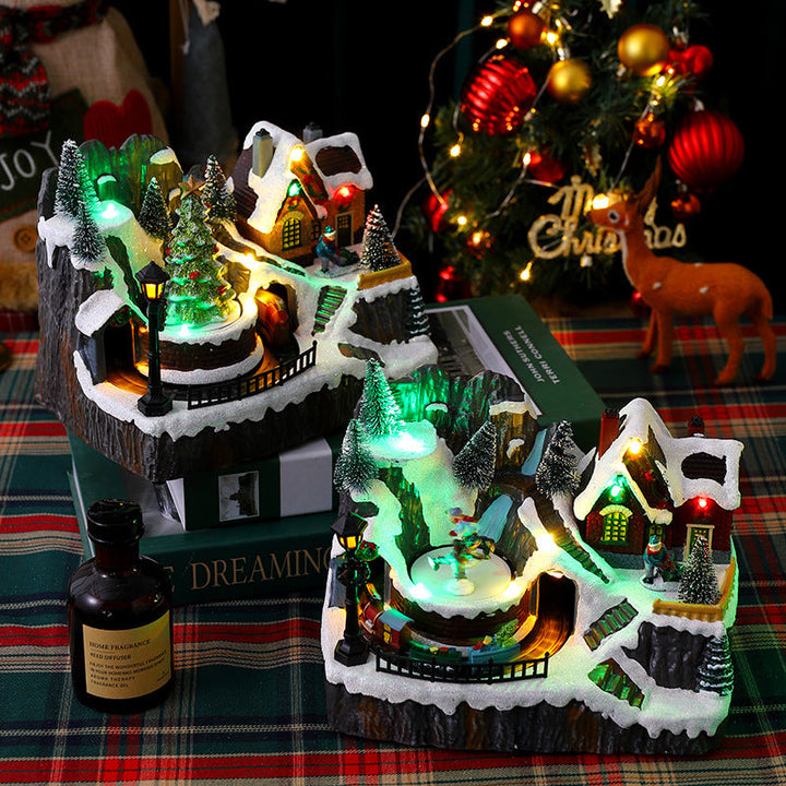 Christmas village with lights