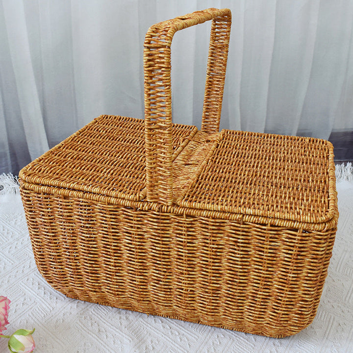 Handcrafted Natural Wicker Picnic Basket