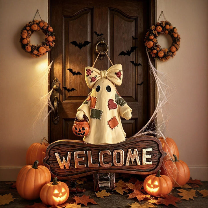 Welcome sign with ghost motif