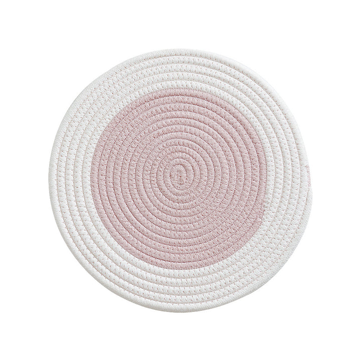 Round woven cotton braided rug for living and entrance area