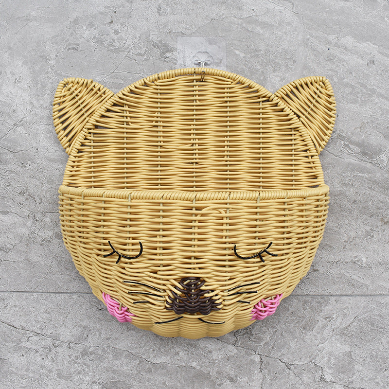 Cute Cat-Shaped Woven Storage Basket