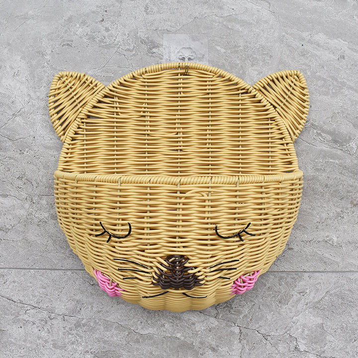 Cute Cat-Shaped Woven Storage Basket