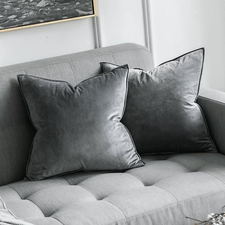 Plush Velvet Square Throw Pillow Set with Hidden Zipper and Down-Alternative Insert