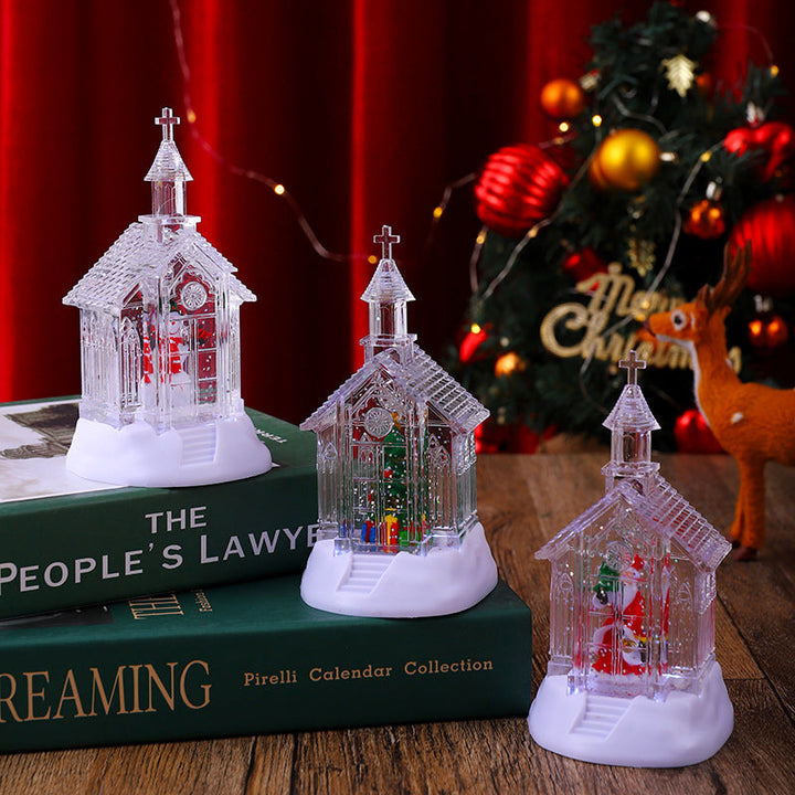 Decorative Christmas lantern with snowman scene