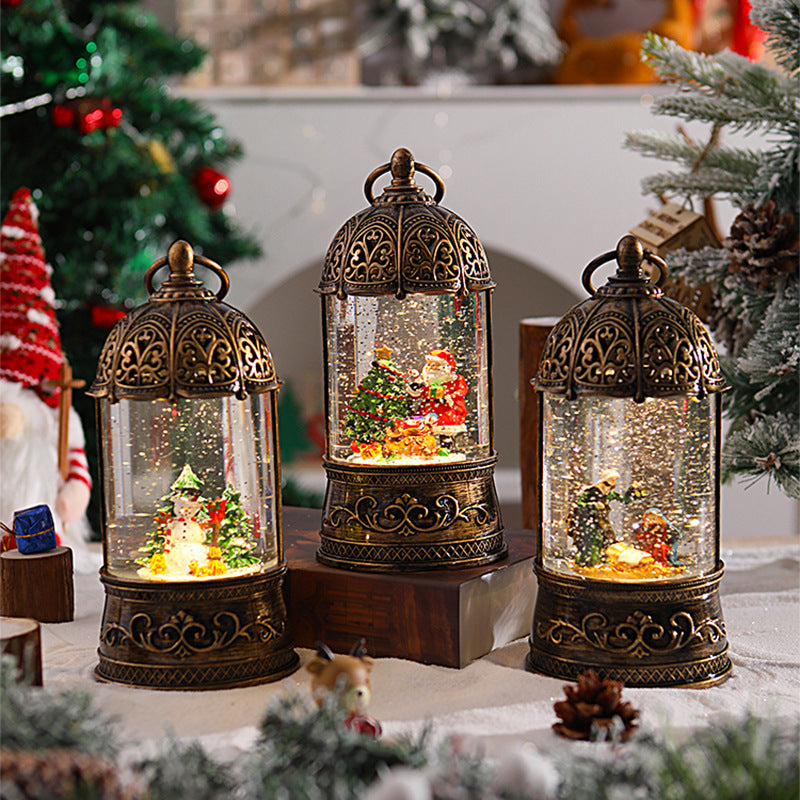Elegant Christmas lantern with snow globe