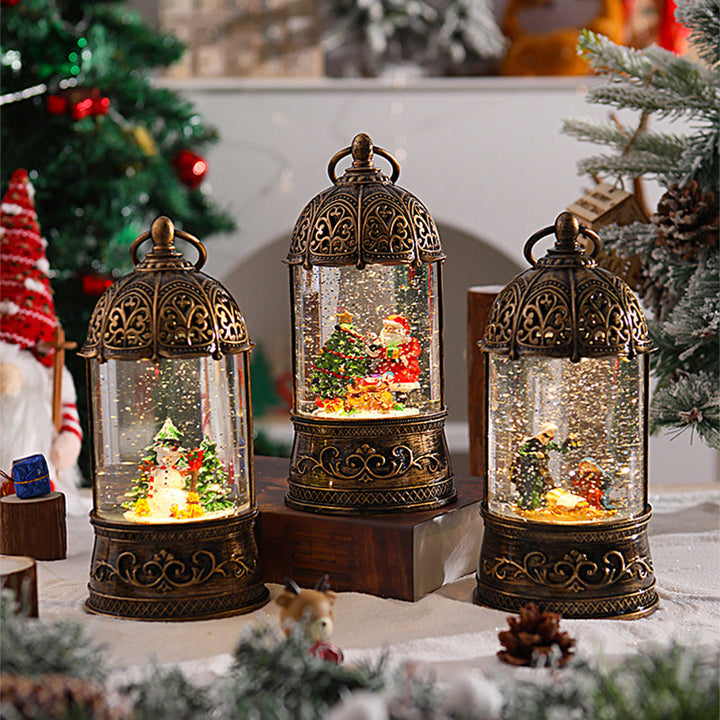 Elegant Christmas lantern with snow globe