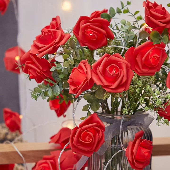 Decorative Foam Rose LED Garland for Table Decorations