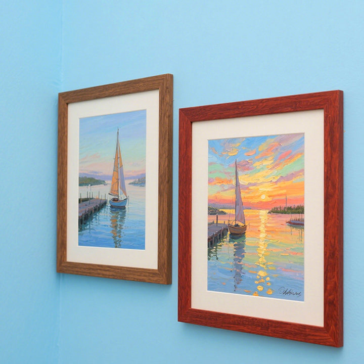 Framed Coastal Sunset Art Display