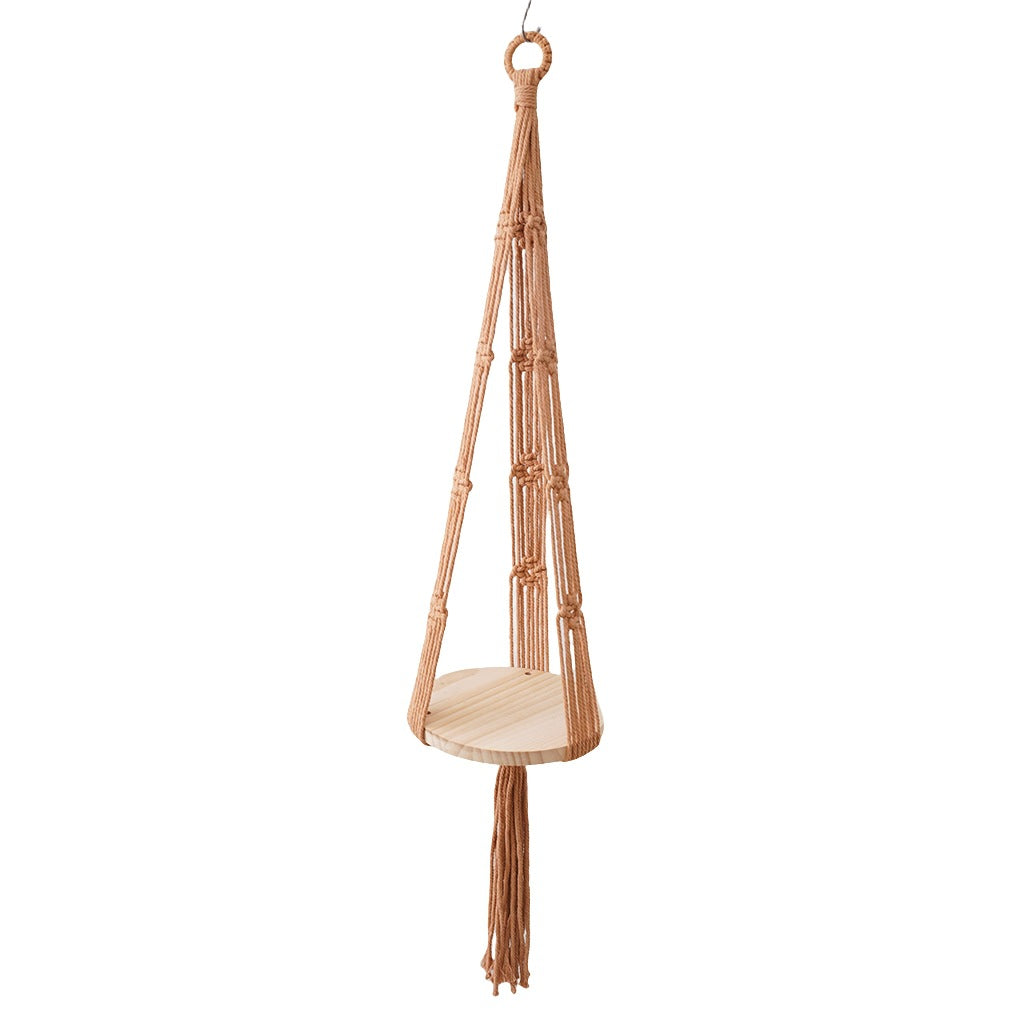 Macramé Hanging Wooden Shelf