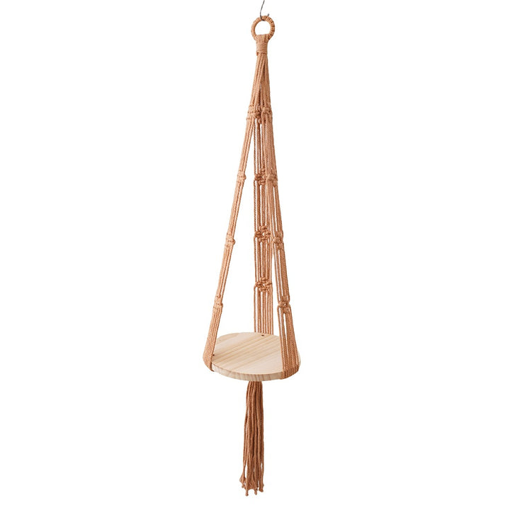 Macramé Hanging Wooden Shelf
