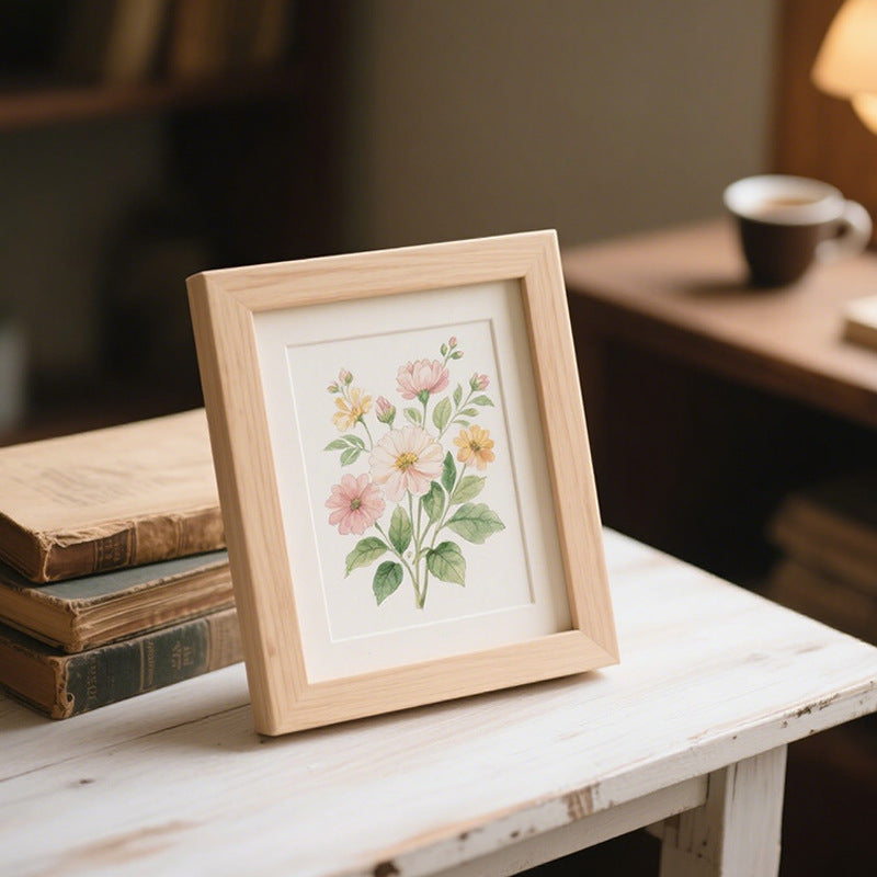 Wooden Floral Illustration Picture Frame