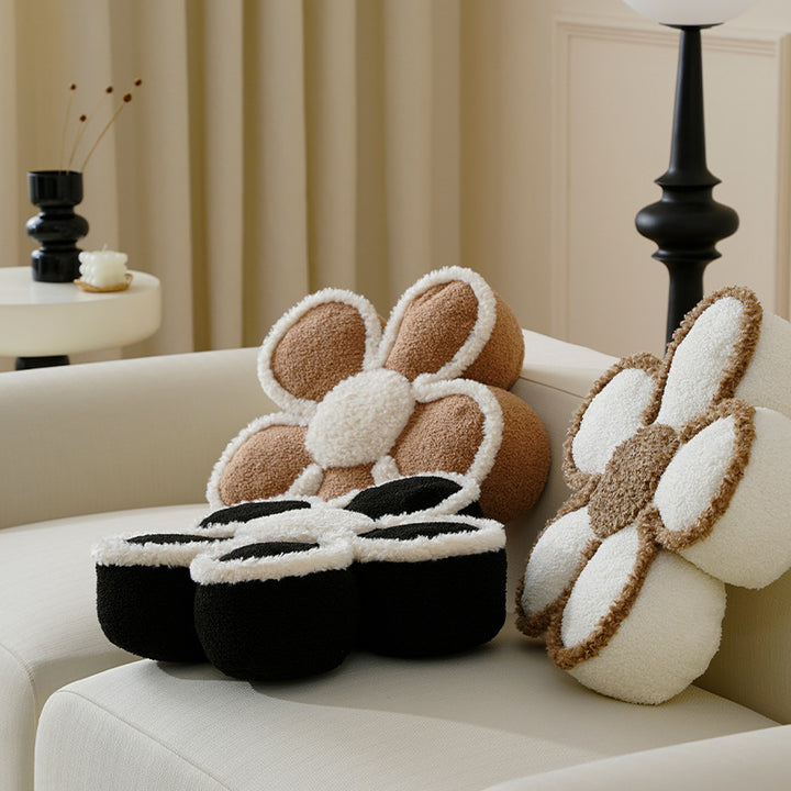 Flower-shaped bouclé rug floral cozy carpet