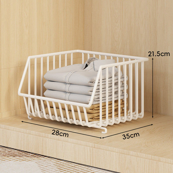 Three-Tier Stackable Wire Closet Basket Organizer