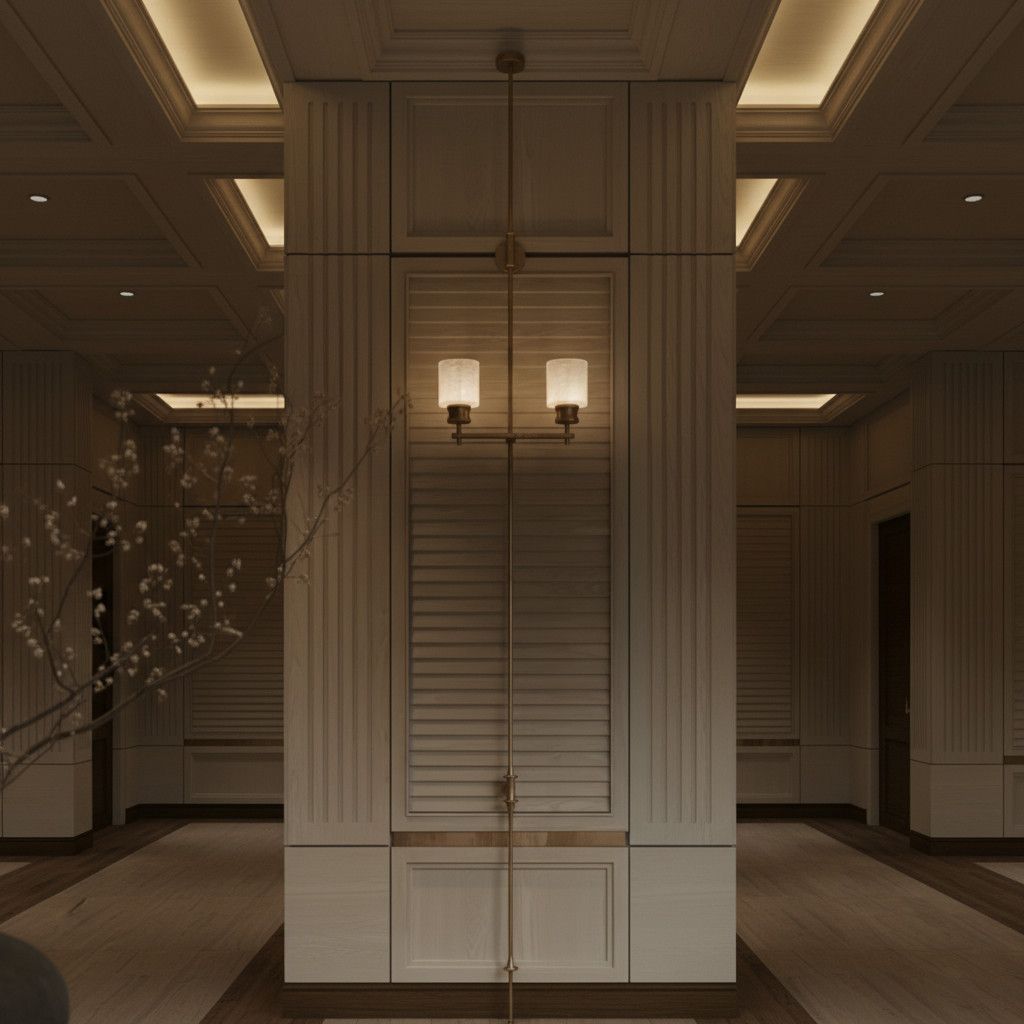 Vertical Brass Dual Glass Cylinder Wall Lamp with Strap Detail