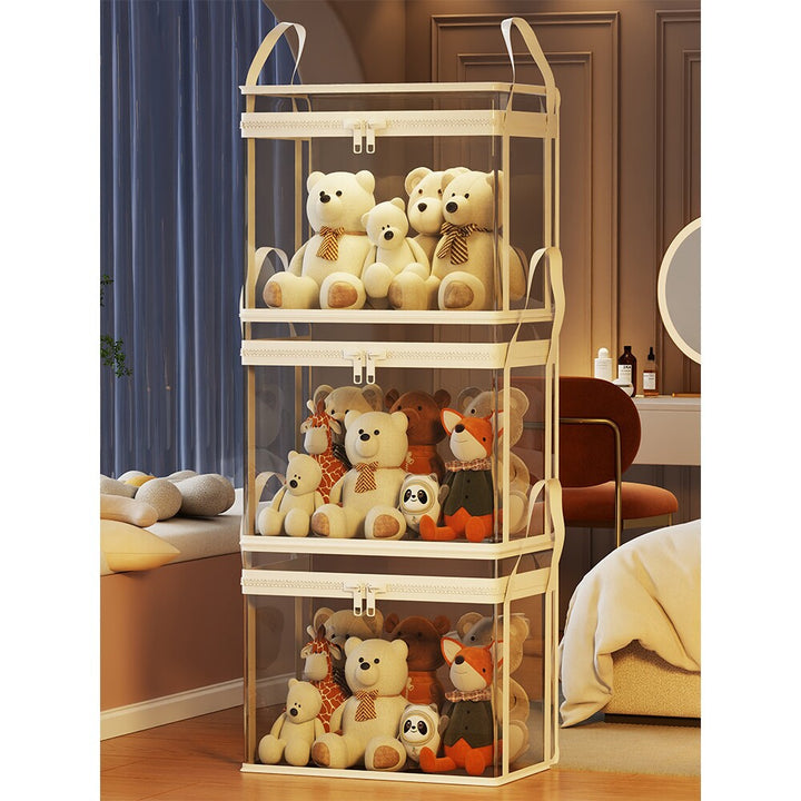 Transparent Zippered Foldable Storage Box with Reinforced Carry Handles