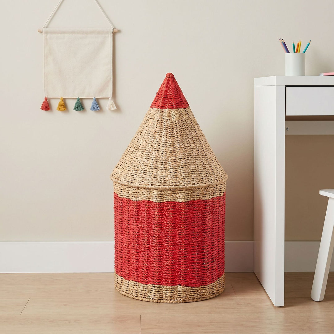 Playful storage basket in pencil design