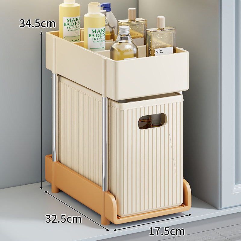 Slim Rolling Gap Storage Cart with Removable Inner Bin and Top Organizer