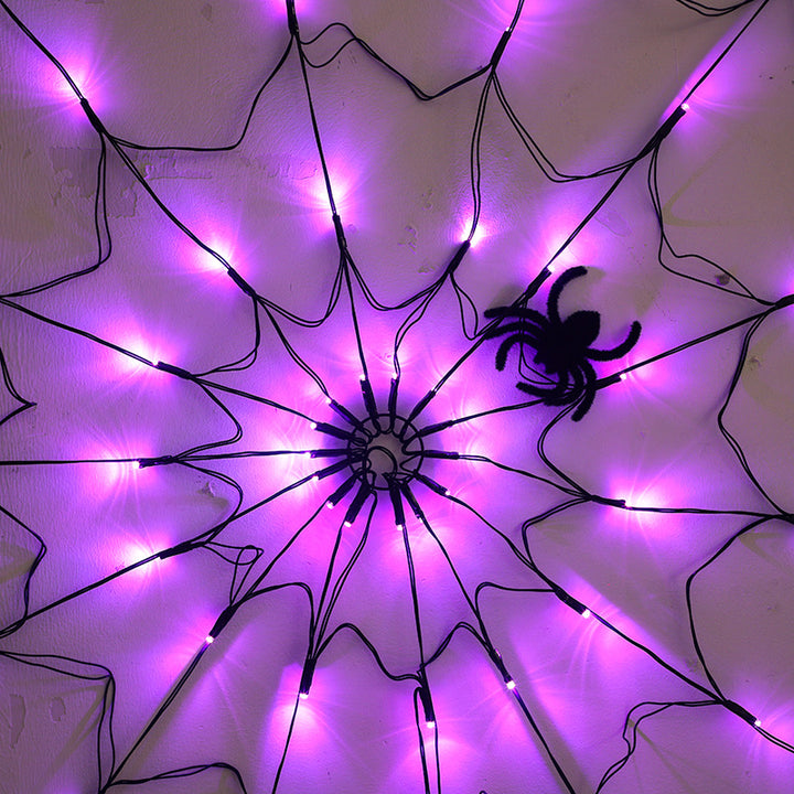 Spiderweb LED Halloween Wall Light Decoration with Artificial Spider