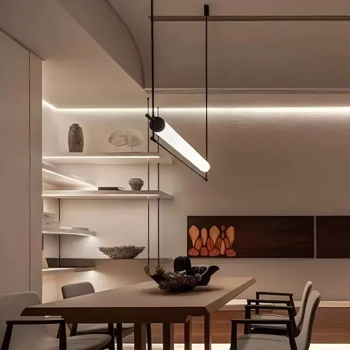 Minimalist linear pendant light