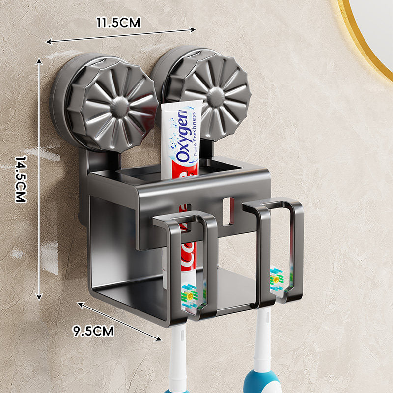 Wall-Mounted Toothbrush and Toothpaste Dispenser Organizer with Protective Covers