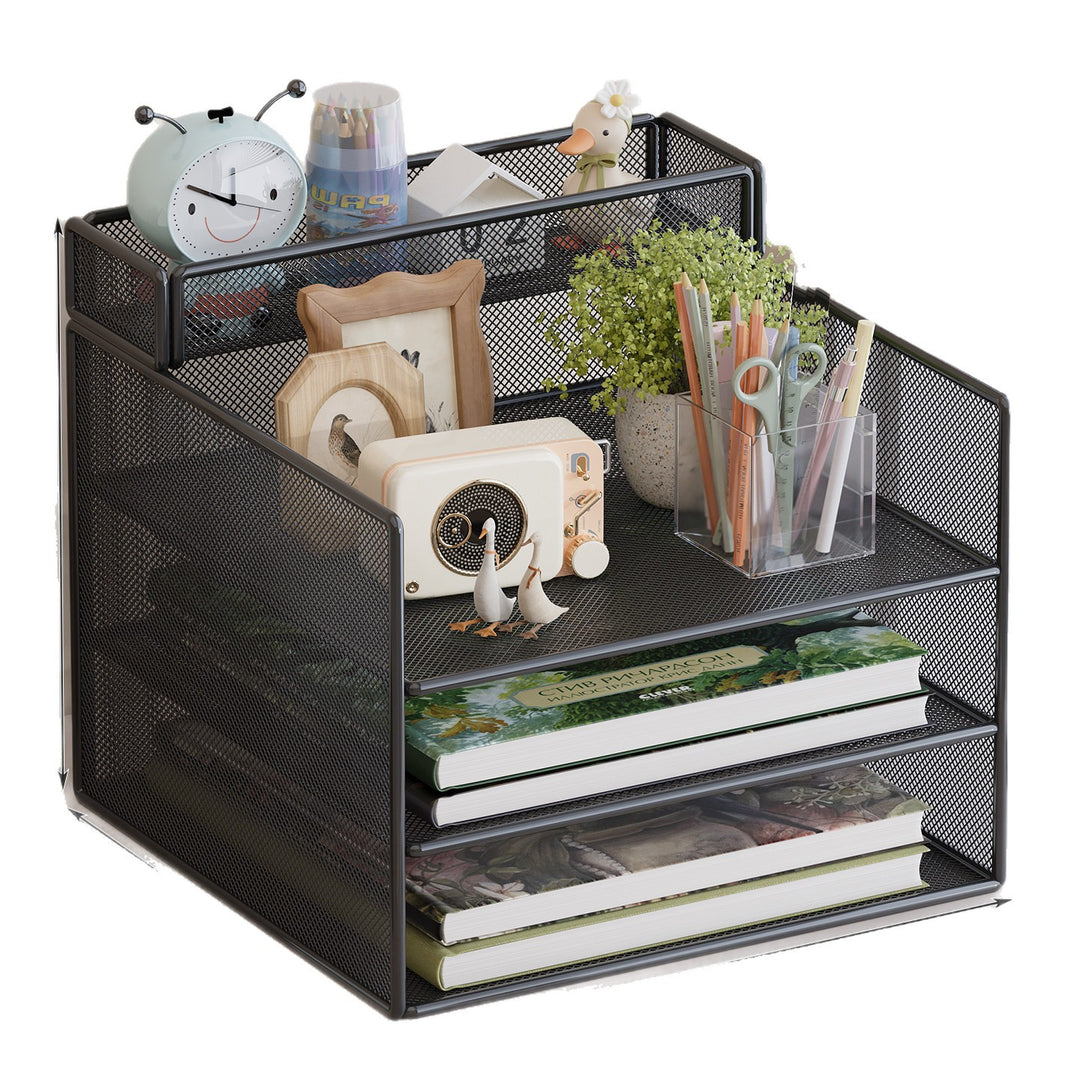 Multi-tier mesh desktop organizer with document holders