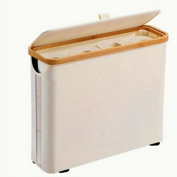 Multifunctional laundry storage box with bamboo lid