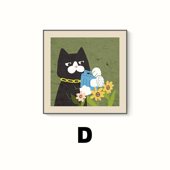 Decorative Cat-Themed Framed Artwork