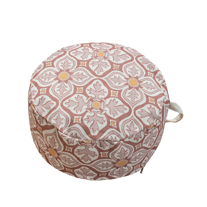Beef floor seat pouf with removable cover and carrying handle