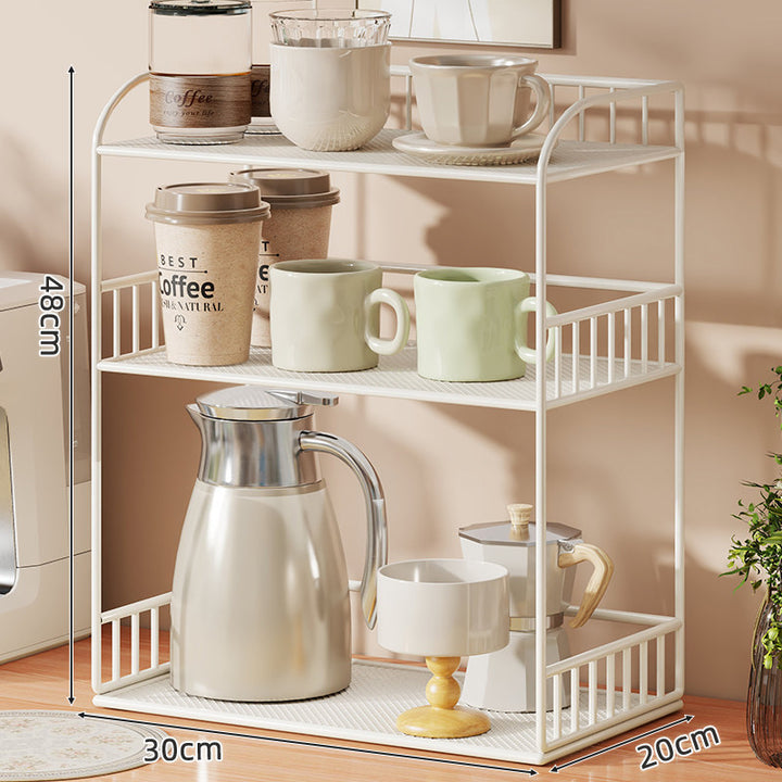 Compact Two-Shelf Mobile Kitchen & Home Service Trolley with Perforated Metal Shelves