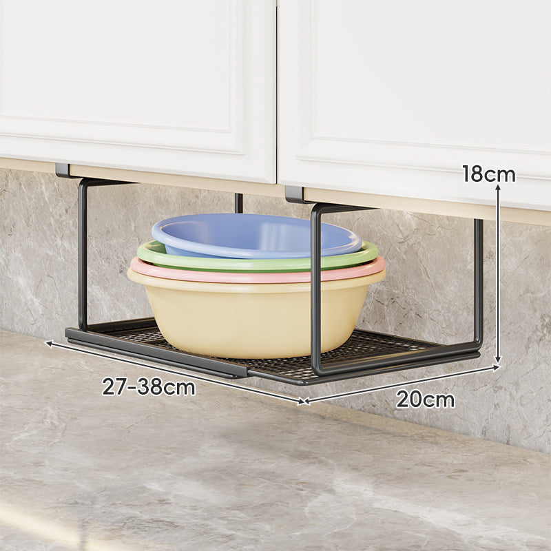 Telescoping Under-Cabinet Hanging Shelf with Non-Slip Mesh Tray