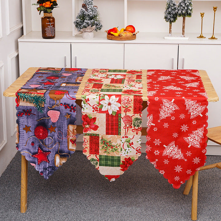 Festive table runner with Christmas motifs