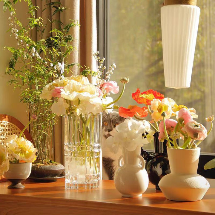 Geometric Cut Glass Vase
