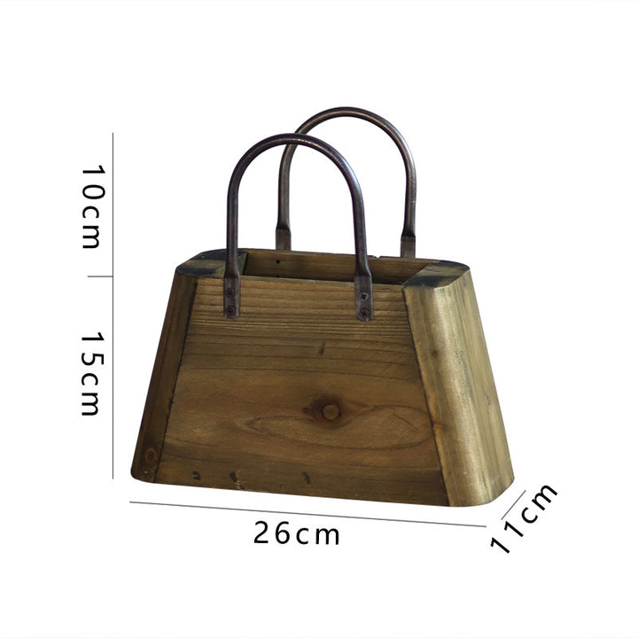 Wooden container with handles