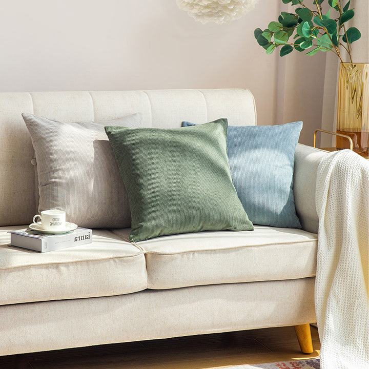 Cord decorative cushion cover with fine ribbed structure and concealed zipper
