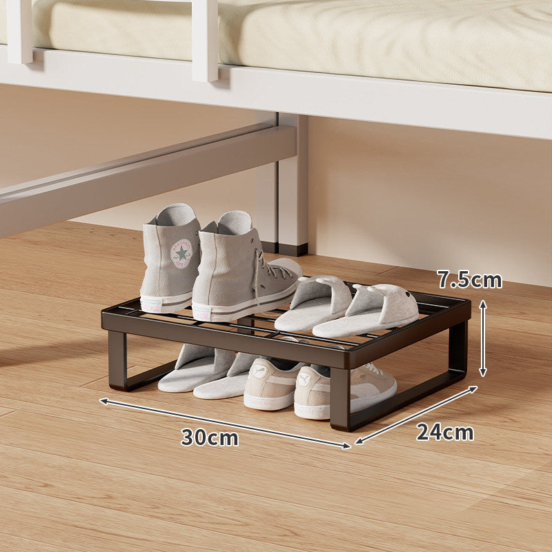 Low-Profile Stackable Shoe Riser Shelf with Ventilated Grid Top for Under-Bed and Entryway