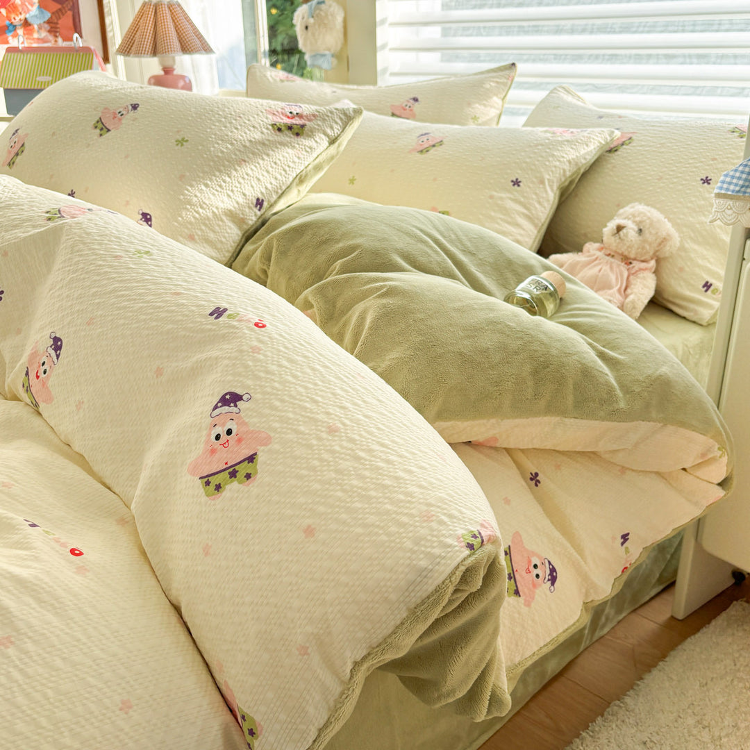 Playful Cartoon Print Duvet Cover Set