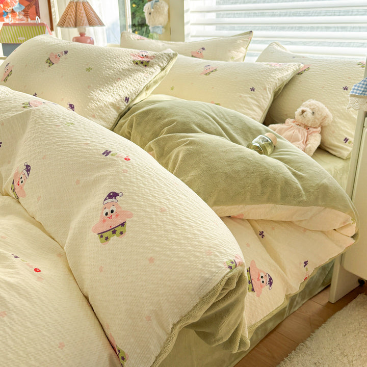 Playful Cartoon Print Duvet Cover Set