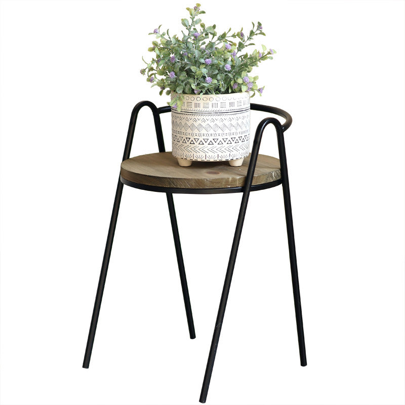 More modern stool with wooden seat