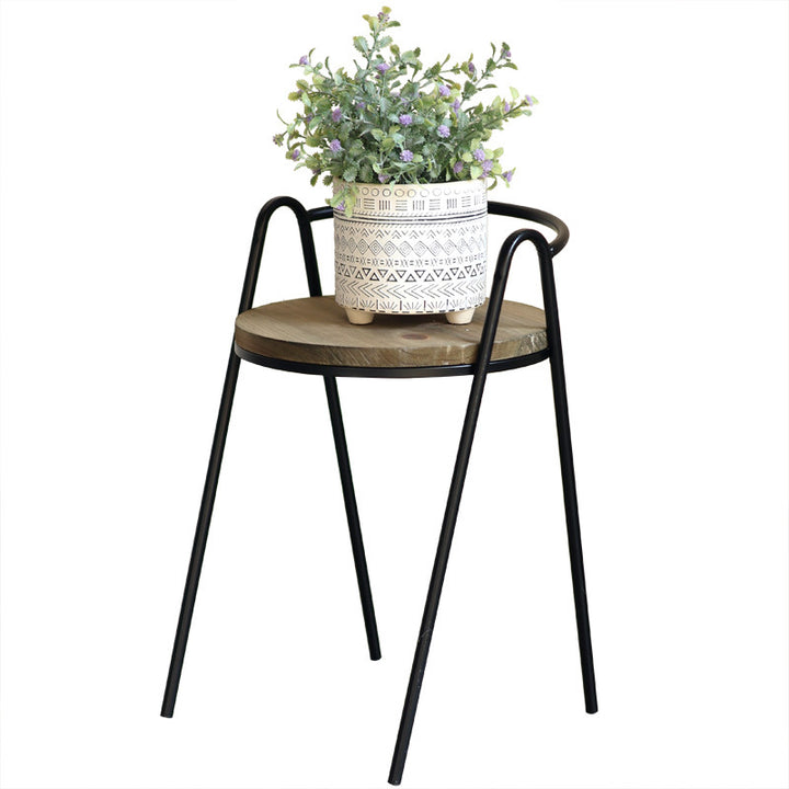 More modern stool with wooden seat